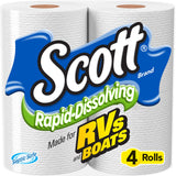 Scott RapidDissolving Toilet Paper, Bath Tissue for RV & Boats , 4ct packs X 12= 48 rolls