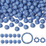 LAIDANLA 120pcs 10mm Light Blue Rhinestone Beads Baseball Beads for Crafting, Shiny Round Shamballa Disco Beads, Sparkle Crystal