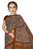 Tamaira Fashion Womens Plain Weave Pure Cotton Saree Without Blouse Piece(1654_Rustbrown)
