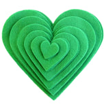 Playfully Ever After 1 to 6 inch MultiSize Pack Stiff Felt Hearts 18pc (Green)
