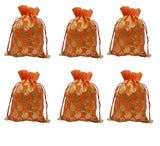 brown leaf Carry Design Potli Bags Jewelry Pouch for Wedding Anniversary Party Supply Return Gifting Bags 12X9 inches (Orange)