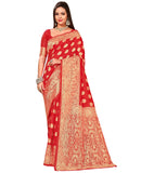 Glory Sarees Womens Banarasi Silk Saree With Blouse Piece (Banarasi_Saree131_Red)