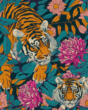 BOKEBEVE Tiger Head Peel and Stick Wallpaper? Animal Print Wallpapers Blue Tropical Wall Paper Removable Colorful Renter Friendl