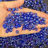 350pcs AB Color Pony Beads for Bracelets,6 * 9mm Royal Blue Acrylic Kandi Bead for Friendship Jewelry Making,Hair Beads for Brai