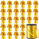 Yunsailing 24 Pcs Balloon Weights Metallic Anchor Balloon Holder for Helium Balloons Heavy Table Weights and 1 Roll Iridescent C
