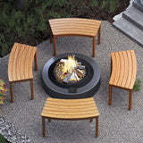 Tangkula Acacia Wood Outdoor Curved Bench Set of 4, Patio Garden Backless Fire Pit Bench with 1600 lbs Weight Capacity, Outside