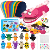 WATINC 12Pcs Hand Puppet Making Kit, Art Craft Felt Sock Puppet Toys, Creative DIY Make Your Own Pompoms Wiggle Googly Eyes Stor