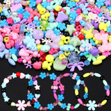 GMMA Assorted Acrylic Pony Beads Shapes for Bracelet Making Flower Bow Butterfly Candy Star Heart GummyBear Cute Beads for Jewel
