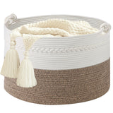 HOBASKET Laundry Basket,20''x13''Woven Cotton Rope Laundry Hamper,Blanket Basket for Living Room;Toy storage;Woven basket;Nurser