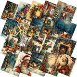HunnmingRe 20 Pcs 10x10 Vintage Christmas Quilting Fabric Square Nutcracker Santa Claus Quiltted Fabric Bundle Reindeer Prec