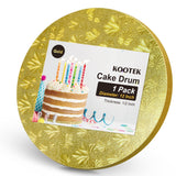 Kootek Cake Boards Drum 12 Inch Round, 1/2 Thick Decorating Supplies, Gold Sturdy Corrugated Cardboard Base, Base para Pastel, 1
