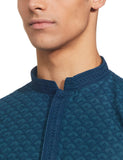 Manyavar Murky Green Chikan Kurta Set For Mens(Medium,Blue)