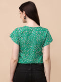 Wedani Women'S Casual Short Sleeves Round Neck Foral Top (Medium Green),Green,M,Polyester,Western,