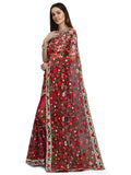 Patlani Fashion New Bollywood Blockbuster Design Launching Net Embroidery Designer Saree Red.