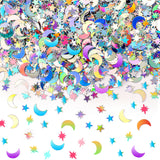 MARFOREVER Holographic Star Moon Confetti, Glitter Birthday Star Scatter Table Confetti Iridescent Sequins Sprinkles Metallic Fo