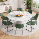REONEY Dining Chairs Set of 8, PU Leather Armless Dinner Chairs with Backrest, 18 Modern Kitchen Dining Room Chair with Metal L