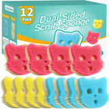 Creatyi 12 PCS Scrub Sponges Cleaning Sponges DualSided Temperature Controlled Sponges Strong Cleaning Power for Kitchens, Bath