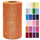 Orange Glitter Tulle Rolls 6 Inch by 50 Yards Sparkle Fabric Ribbon for Gift Wrapping Halloween Decoration DIY Tutu Skirt Wreath