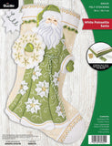 Bucilla, White Poinsettia Santa, Felt Applique 18 Stocking Making Kit, Perfect for DIY Arts and Crafts, 89602E