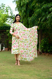 Anni Designer Women'S Rayon Blend Straight Printed Kurta With Pant & Dupatta (Kumud Cream-Vks03_Xxl_Cream_Xx-Large),Cream,2XL,,,