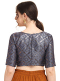 Oomph! Jacquard Grey Readymade Blouse For Women - Rbbl141M