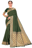 Glory Sarees Womens Banarasi Silk Saree With Blouse Piece (kara128_darkgreen_Dark Green)