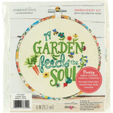 Dimensions Garden Verse Embroidery Starter Kit for Beginners, 6 Diameter, Multicolor 5 Piece