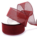 HairBow Center LLC Ribbon Traditions 2.5inch Wired Burlap Ribbon Crimson Burgundy 25 Yards