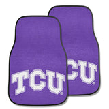 FANMATS 5322 TCU Horned Frogs Front 2Piece Team Logo Carpet Car Mat Set, Front Row Automotive Floor Mats, NonSlip Backing, Tea