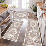 Pauwer Kitchen Rugs Sets of 3 Non Slip Washable Kitchen Mats for Floor Farmhouse Kitchen Floor Mat Runner Rug Boho Kitchen Sink