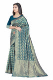 Sugathari Womens Banarasi Saree Pure Kanjivaram Silk Saree Soft New Ladies 2023 Design Wear Pattu Sarees Latest Party Sari Collections With Blouse Piece For Wedding Sadi (San Pari-191 Morpitch)