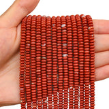 BONNY BOXX 1 Strand (150PCs) Natural 2 * 4mm Red Jasper Rondelle Beads, Natural Abacus Disk Stone Beads Loose Spacer Gemstone fo