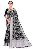 Glory Sarees Womens Banarasi Silk Saree With Blouse Piece (kara124-black_Black)