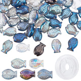 SUNNYCLUE 1 Box Fish Glass Beads Electroplated Glass Fish Beads for Jewelry Making Beading Bracelet Kit Summer Ocean Mermaid Bea