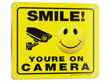 iSYFIX Smile You're on Camera Reflective Signs for Business - 1 Pack Reflective 7x6 Inch - 100% Rust Free .040 Aluminum Sign, La