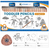 STEAMFLO Learning Pencils for Toddlers 2-4 Years - Our Kids Pencils for Beginners Toddlers and Preschoolers with Jumbo Triangle