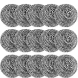 15 Pack Steel Wool Scrubber, Metal Kitchen Scrubbing Sponges, Dishwashing Scouring Pads Heavy Duty, Premium Stainless Steel Scru