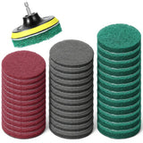 IMengjbang 38 Pcs 4 Inch Scrub Drill Brush Power Scouring Pads Household Cleaning Set Include 36 Pads 1 Drill Attachment and 1 U