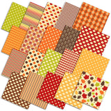 HunnmingRe 20 Pcs 10x10 Fall Quilting Fabric Square Thanksgiving Maple Leaf Stripes Dots Quiltted Fabric Bundle Multicolor P