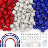 YONOVO 256Pcs 10mm Rhinestone Beads Kit for Jewelry Making, 3 Colors Round Disco Ball Sparkly Beads with Cross Charms and Access