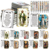 Humyoun 20 Pcs Catholic Gift Bulk Inspirational Saint Spiral Prayer Journals with Pen Christian Scripture Notebook Holy Week Rel