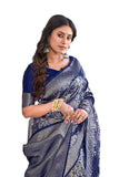 Glory Sarees Womens Banarasi Silk Saree With Blouse Piece (Banarasi_Saree133_NavyBlue)