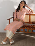 Libas Women'S Cotton Woven Design Straight Kurta (37237_Peach Peach S