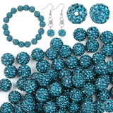 U-LIAN 100 pcs 10mm Rhinestone Beads Teal Shiny Round Disco Ball Beads Bulk Polymer Clay Rhinestone Beads Round Crystal Diamond