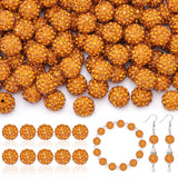 200pcs 10mm Rhinestone Beads for Jewelry Making, Golden Shiny Round Disco Ball Beads Bulk, Sparkle Crystal Clay Christmas for Br