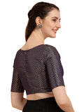 Oomph! Jacquard Blue Readymade Blouse For Women - Rbbl78M