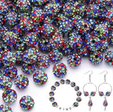 200pcs 10mm Black Mixed Rhinestone Beads for Jewelry Making, Shiny Round Shamballa Disco Ball Beads, Sparkle Crystal Clay Christ