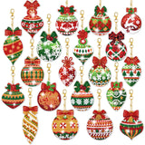Tondiamo 20 Pcs Christmas Diamond Painting Keychain Kits 5D DIY Diamond Art Pendants Double Sided Hanging Key Chains for Christm