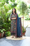 Gosriki Women'S Rayon Viscose Printed Straight Kurta With Pant & Dupatta (Vahali Blue-Gs_L_Blue_Large),Blue,,B0FDBHZS8K