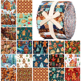 Fanfanwin 40 Pcs Christmas Gingerbread Man Quilting Fabric Roll 2.56 Inch Precut Fabric Squares Jelly Patchwork Candy Canes Stri